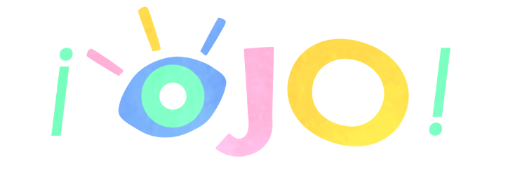 Stylized Ojo! Logo in pastel colors